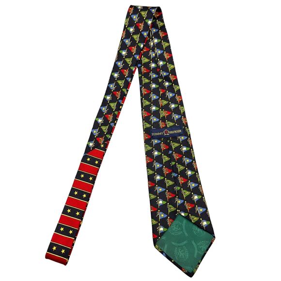 Tommy Hilfiger Mens Vintage Silk Dress Tie Geometric‎ Flag Pattern 59" 4" - Picture 3 of 12